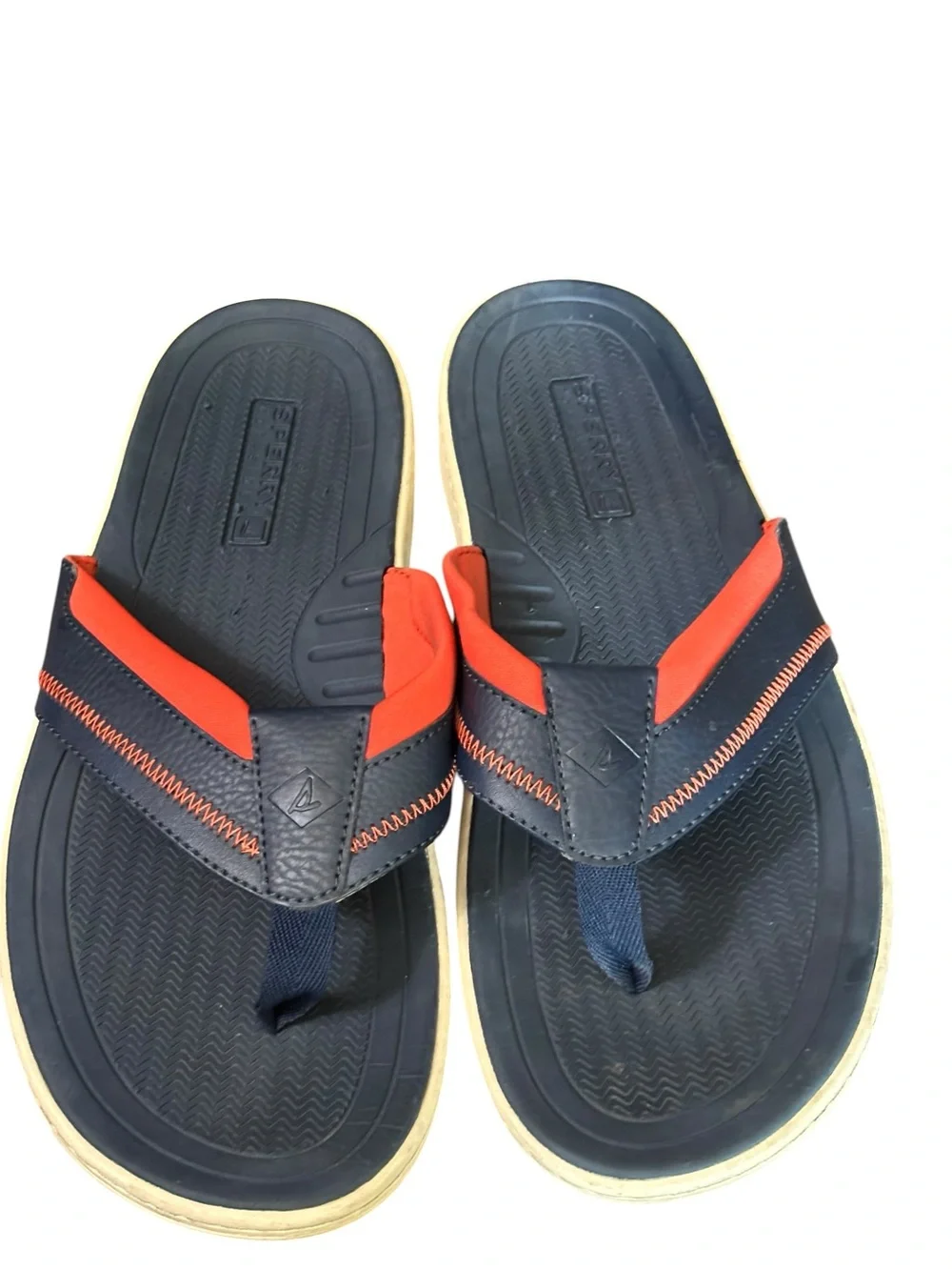 Sperry Men's Havasu Sport Sandal Navy & Orange Leather Upper size 12